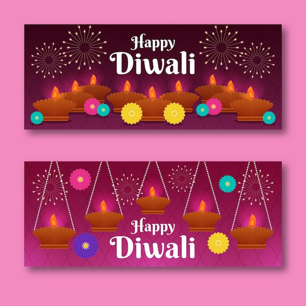 Gratis vector diwali concept banners