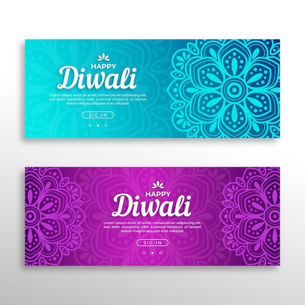 Gratis vector diwali concept banners