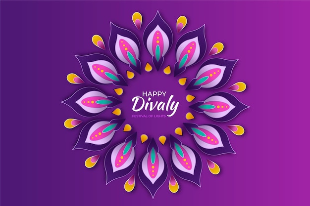 Gratis vector diwali-concept in papieren stijl