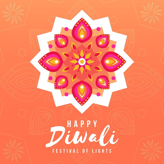 Gratis vector diwali-concept in plat ontwerp