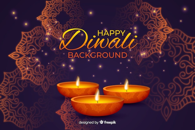 Diwali-concept met realistische achtergrond