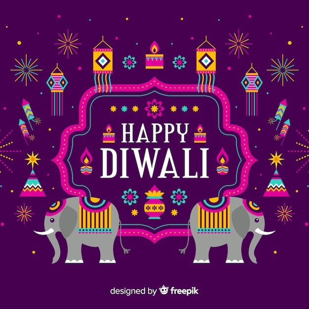 Diwali-concept met vlakke ontwerpachtergrond