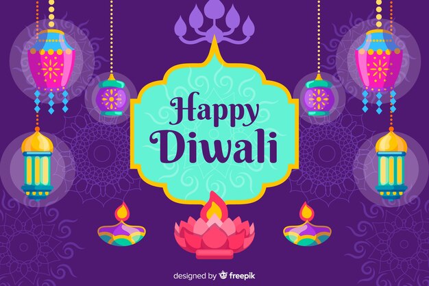 Diwali-concept met vlakke ontwerpachtergrond