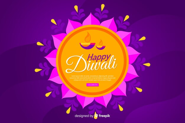 Diwali-concept met vlakke ontwerpachtergrond