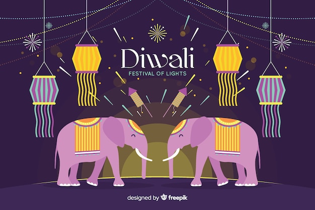 Diwali-concept met vlakke ontwerpachtergrond