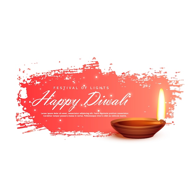 Diwali festival banner met realistische vector diya