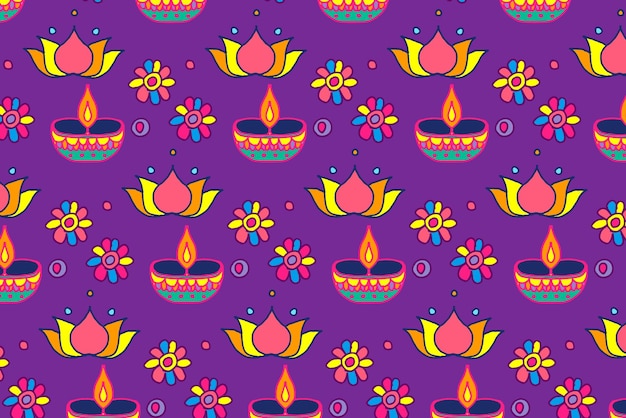 Diwali festival kaars vector patroon achtergrond