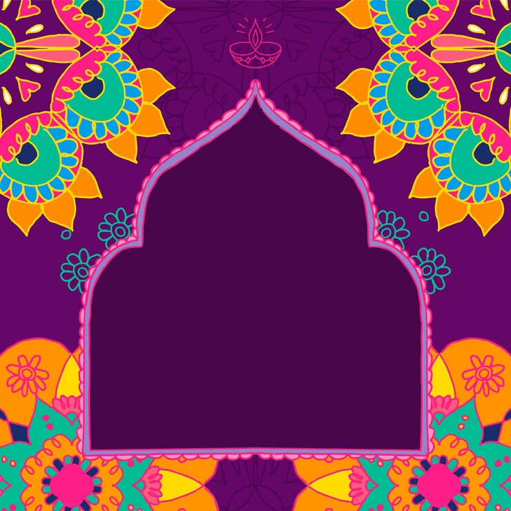 Gratis Vector diwali festival rangoli indiase frame