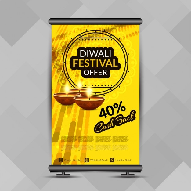 Diwali festival roll up banner standontwerp