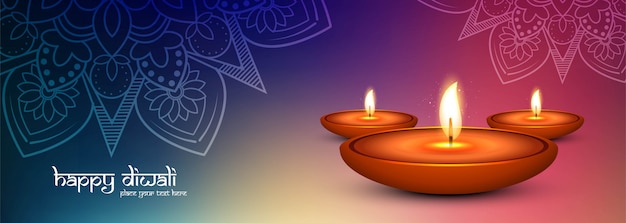 Diwali-festival steekt kleurrijke affiche of banner aan