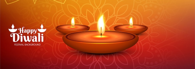 Gratis vector diwali-festival steekt kleurrijke affiche of banner aan