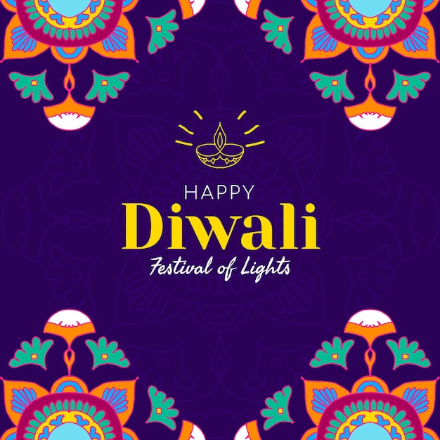 Diwali festival van lichten sociale sjabloon vector Gratis Vector
