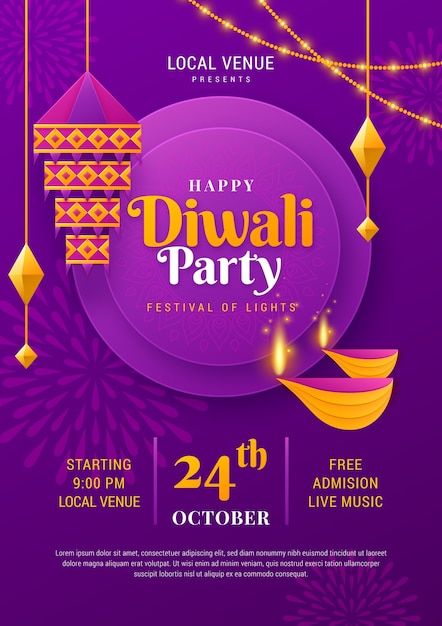 Gratis vector diwali festival viering verticale poster sjabloon