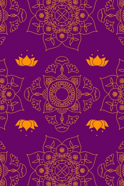 Gratis vector diwali indiase mandala paarse achtergrond vector