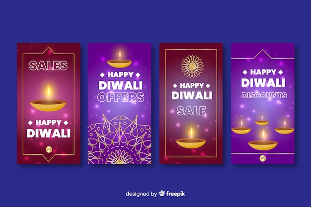 Gratis vector diwali instagram verhalencollectie