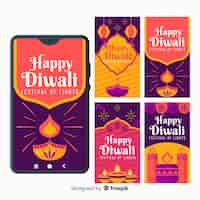 Gratis vector diwali instagram verhalencollectie