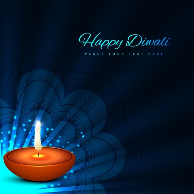 Diwali kaart met donkerblauwe achtergrond