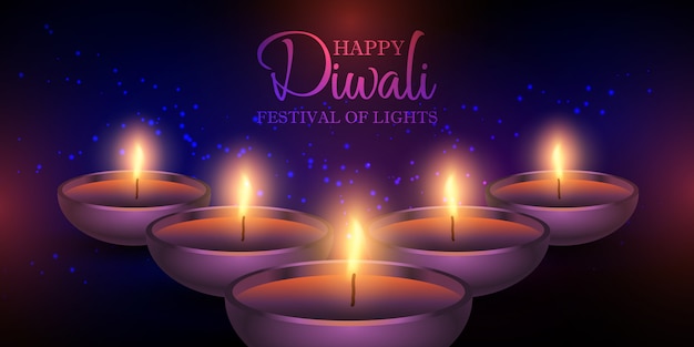 Diwali lampen banner ontwerp