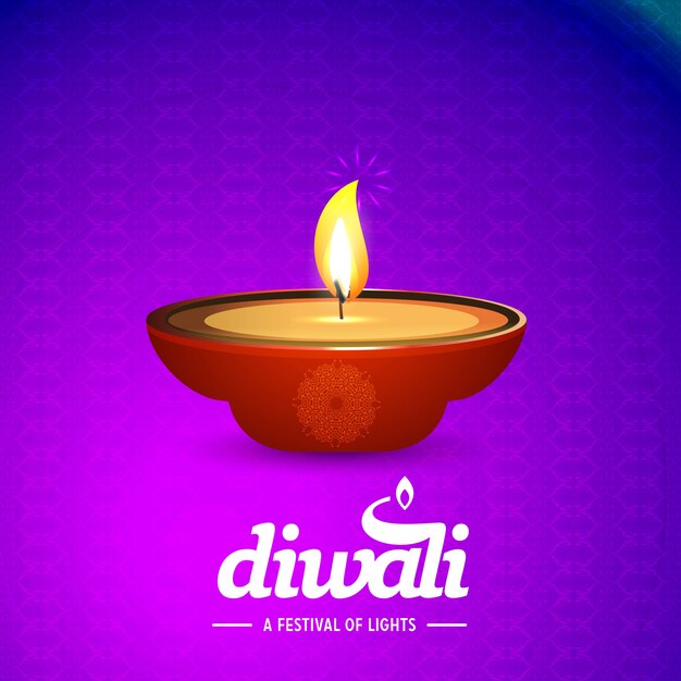 Diwali ontwerp paarse achtergrond en typografie vector