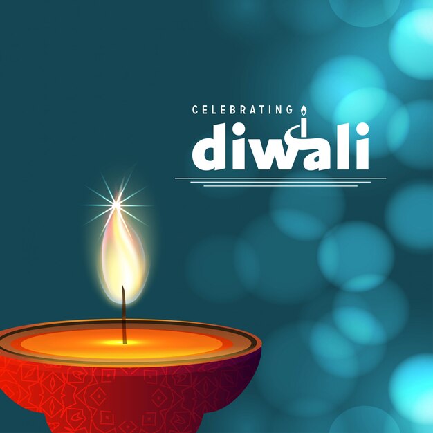 Diwali ontwerpt blauwe achtergrond en typografievector