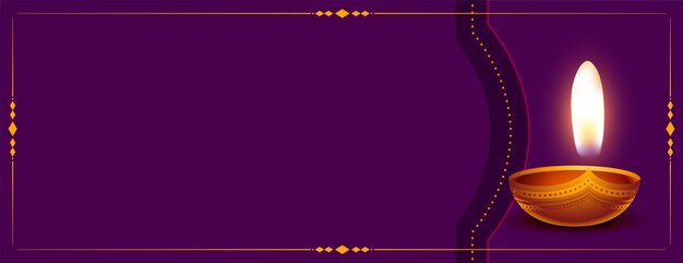 Diwali paarse banner met tekstruimte