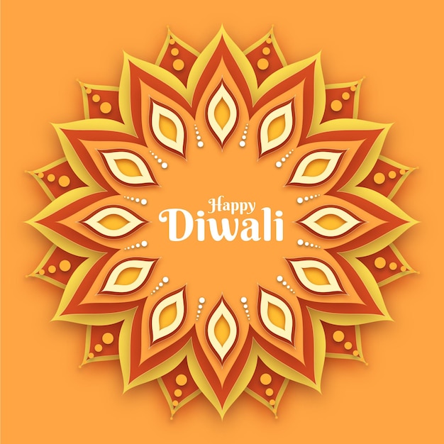 Gratis vector diwali traditioneel evenement in papieren stijl