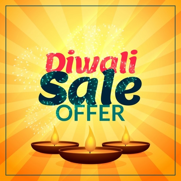 Diwali verkoop aanbod met drie diya