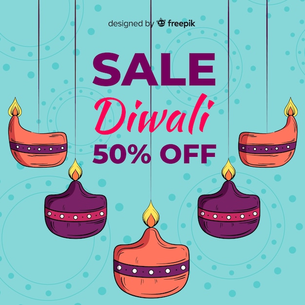 Gratis vector diwali verkoop achtergrond