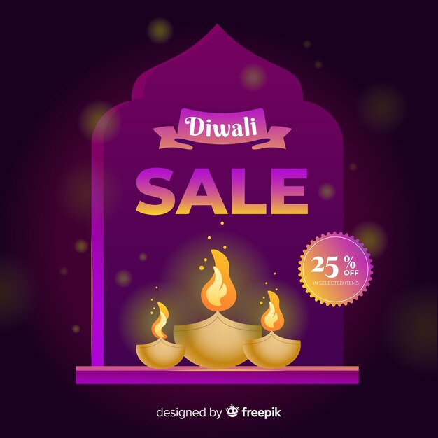 Diwali verkoop concept met platte ontwerp achtergrond
