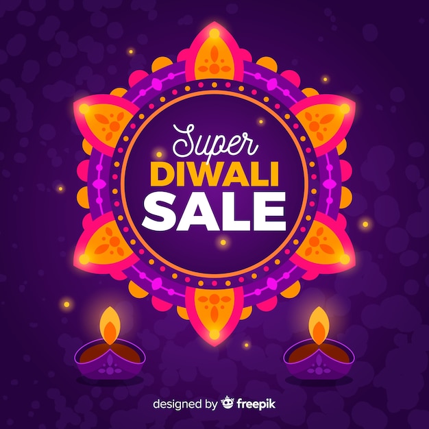 Gratis vector diwali verkoop in plat ontwerp