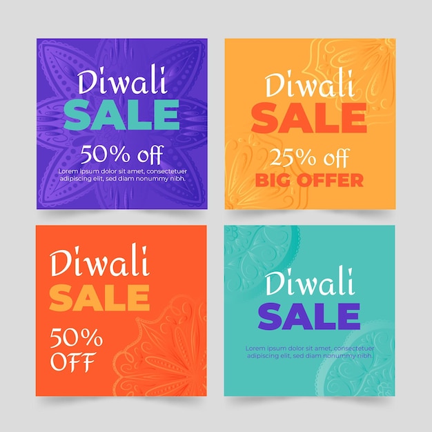 Diwali verkoop instagram-berichten instellen