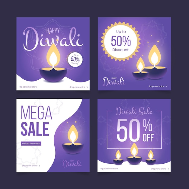 Diwali verkoop instagram posts collectie