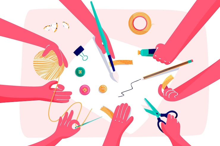Gratis Vector diy creatieve workshop concept illustratie met handen