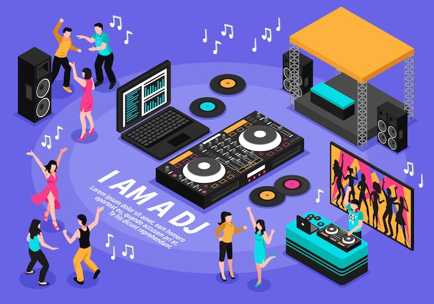 Gratis vector dj en muziek illustratie