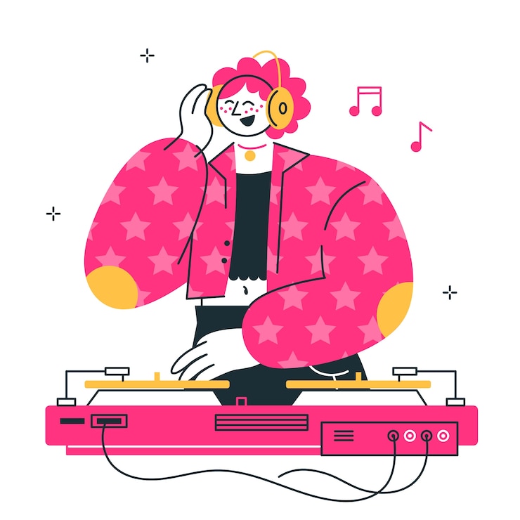 Gratis Vector dj meisje concept illustratie