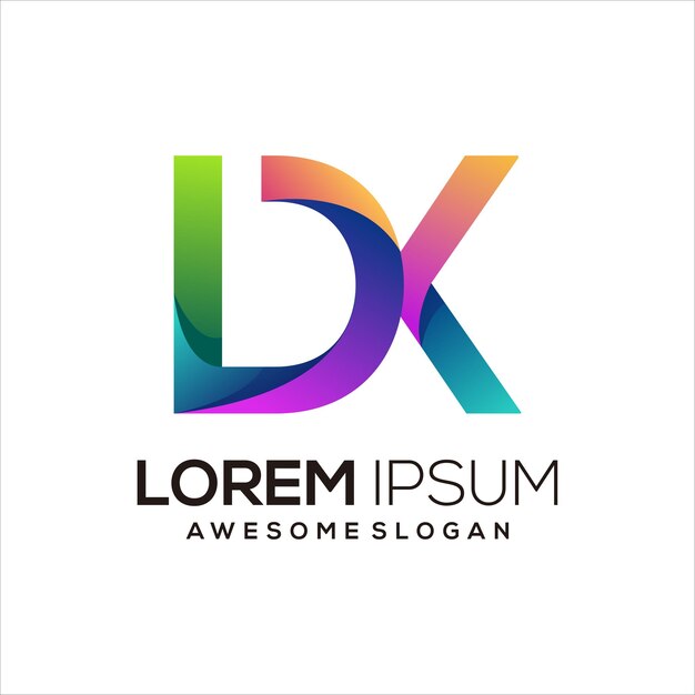 Dk letter logo eerste kleurrijke verloop