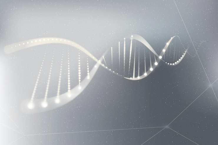 Gratis Vector dna genetische biotechnologie wetenschap grijze neon vectorafbeelding