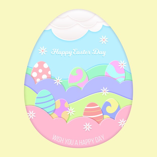Document stijl gelukkige Pasen-dag met eieren in daglicht
