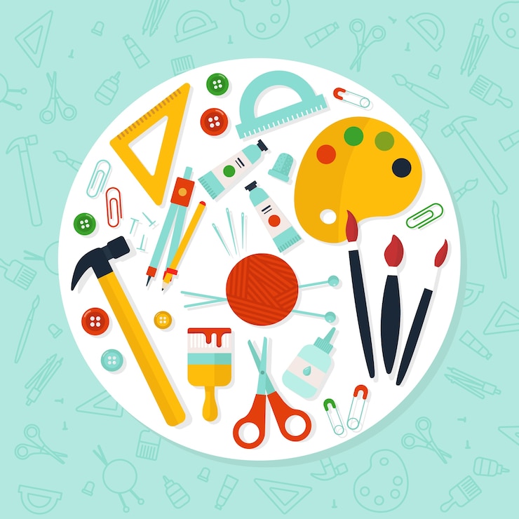 Gratis Vector doe het zelf gele creativiteitstools