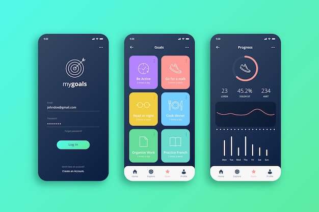 Gratis vector doelen en gewoonten volgen app