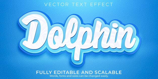 Dolfijnblauw teksteffect bewerkbare zee- en watertekststijl