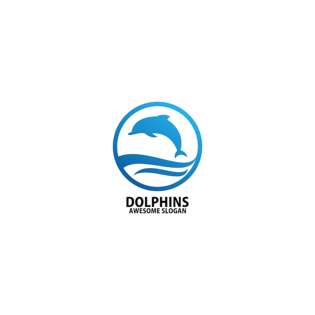 Gratis vector dolfijnen zee logo ontwerp kleur voor de kleurovergang