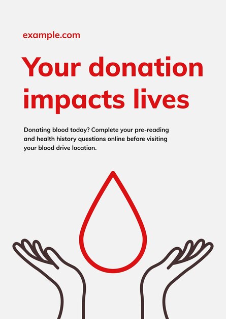Donatie heeft invloed op levens sjabloon vector gezondheid liefdadigheid advertentie poster