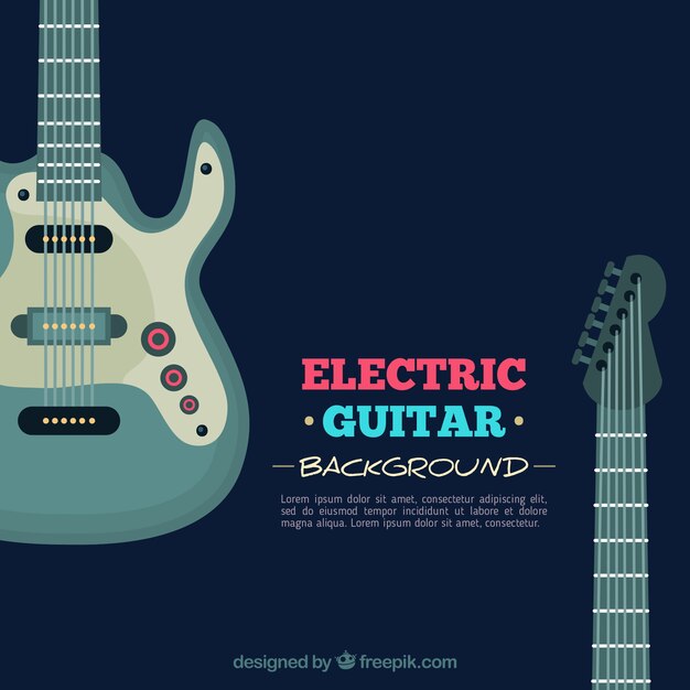 Donker blauwe achtergrond met elektrische gitaar