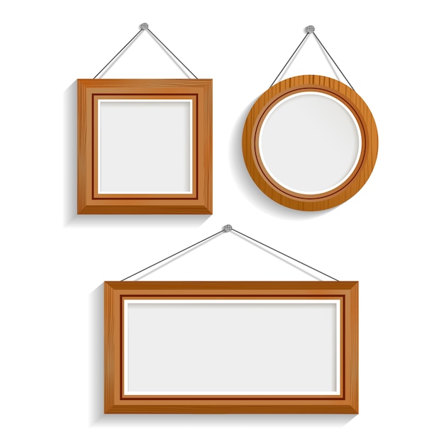 Gratis vector donker hout geïsoleerde frames set