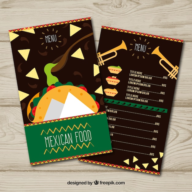 Gratis vector donker mexicaans eten menu