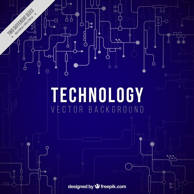 Donkerblauwe achtergrond met een technologische verbindingen