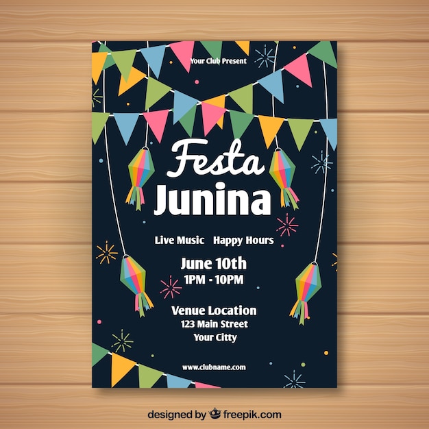 Donkere festa junina omslagsjabloon