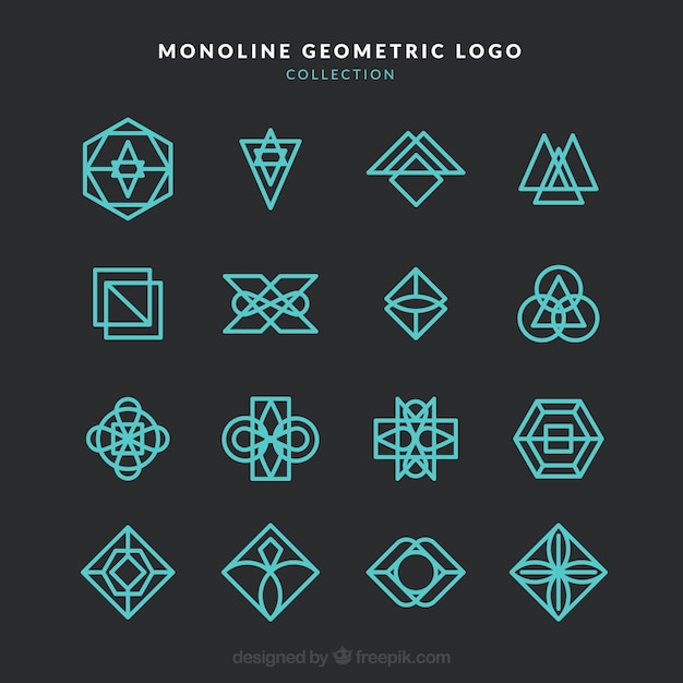 Gratis vector donkere moderne monoline logo collectie