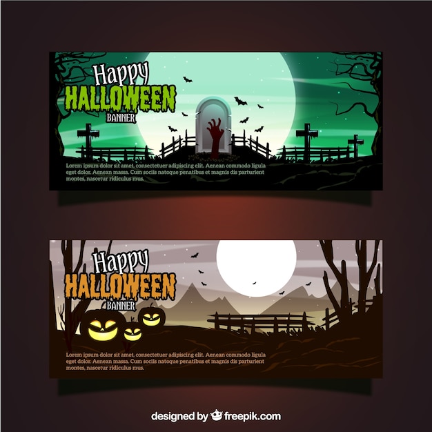 Donkere nacht halloween banners